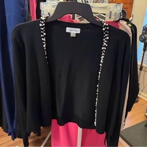 Calvin Klein Pearl-Embellished Women's Black Sweater NWT